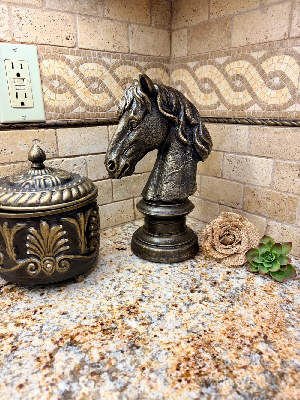 Decorative Horse Head Statue Metallic Bronze
